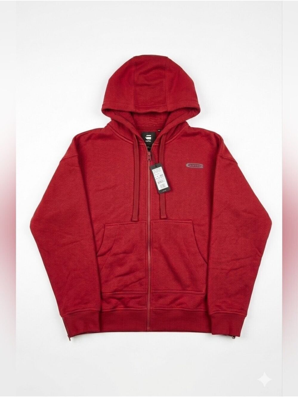 G-Star Raw Multi Zip Thru Loose Hooded Sweater, Red, XL, NWT
